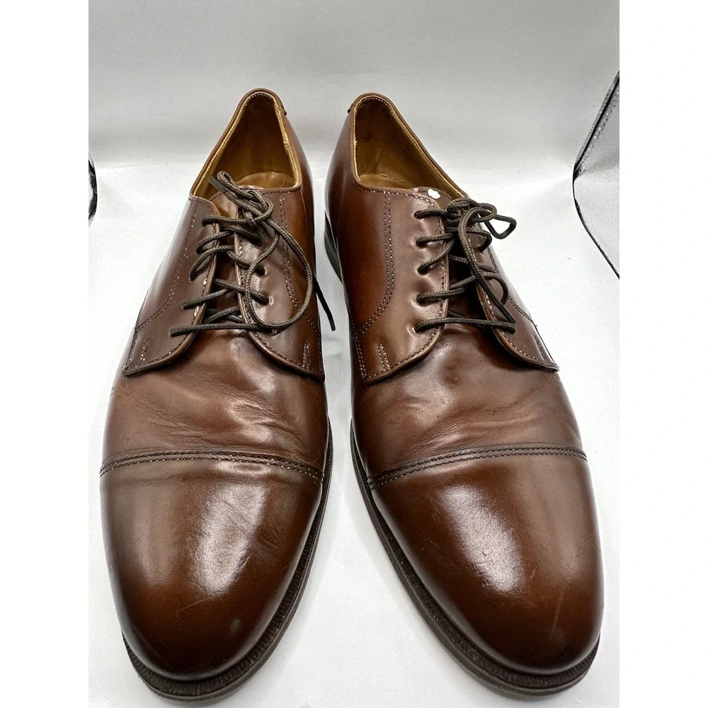Cole Haan Cap Toe Brown Men's Size 11 D Dress Shoe Leather Lined Vintage USA